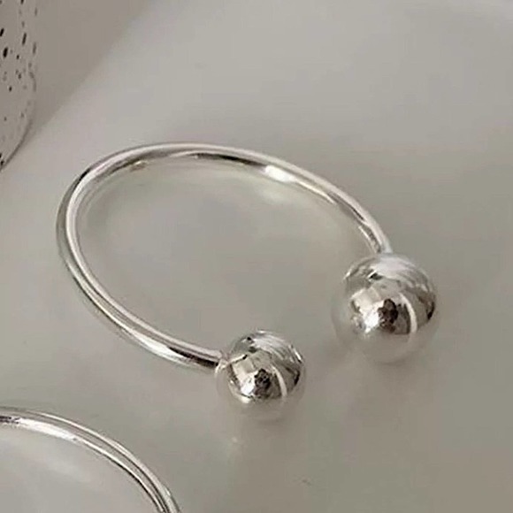 SILVER BALL BANGLE ADJUSTABLE BRACELET - Picture 5 of 6